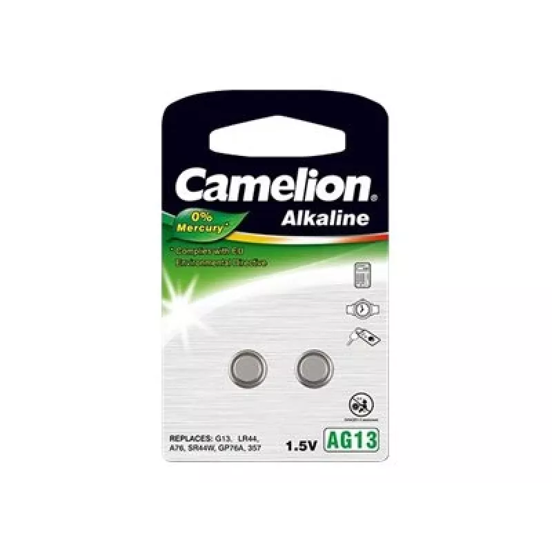 Μπαταρία κουμπί CAMELION AG13 / LR44 / 357 Αλκαλική, 1,5 V — συσκευασία 2 τεμ.