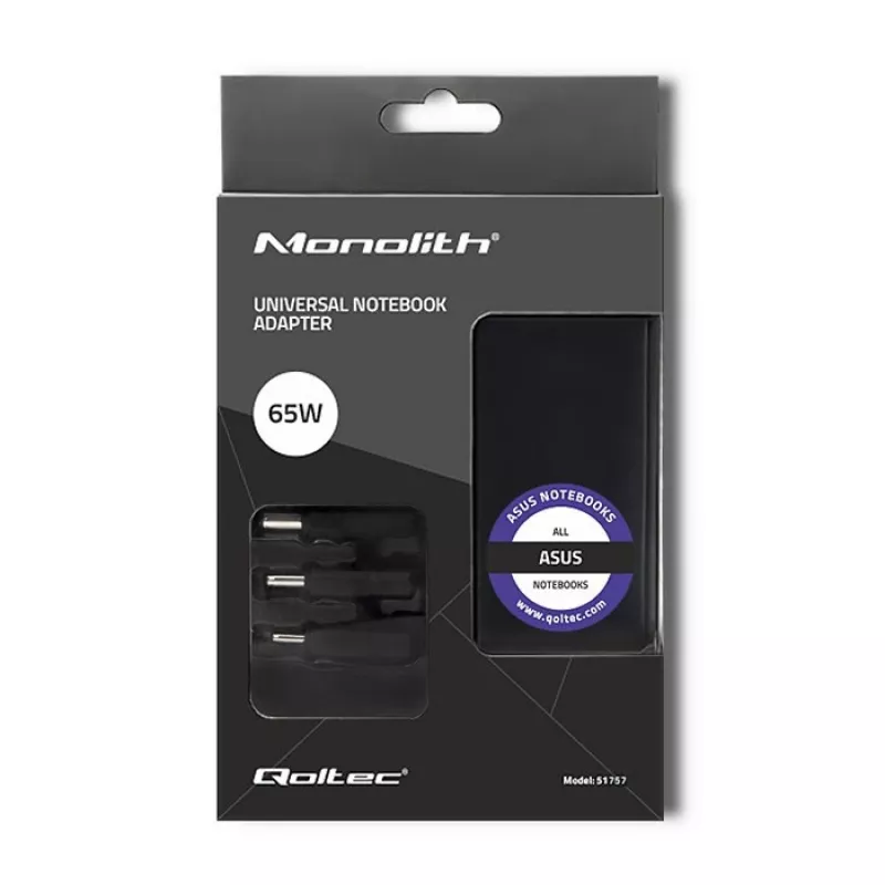 Qoltec 51757 Τροφοδοτικό/Μετασχηματιστής Εσωτερικό 65 W Μαύρο