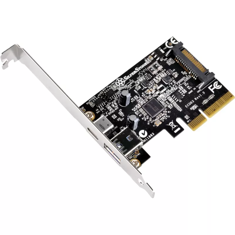 SilverStone ECU03 - Αντάπτορας USB - PCIe 2,0 x2 Low Profile - USB-C 3,1 x 1 + USB-C x 1 (SST-ECU03)