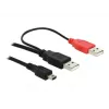 Καλώδιο USB DeLOCK 2x βύσμα αρσενικό USB2.0-A / USB mini 5-polig 1 m μαύρο