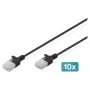 Καλώδιο δικτύου Patch DIGITUS CAT6 U-UTP λεπτό 1,5 m, μαύρο — συσκευασία 10 τεμ.