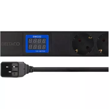 Μονάδα διανομής ρεύματος PowerWalker 10133010 PDU 1U Μαύρο, υποδοχές τύπου F, ζεύξη C20, 16 A, 3500 W, καλώδιο 2 m