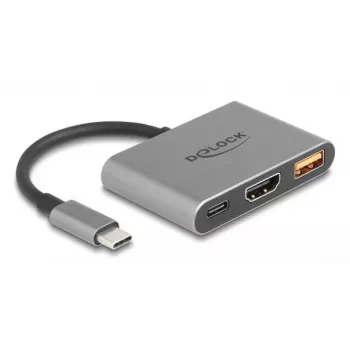DeLOCK 61071 Προσαρμογέας καλωδίου βίντεο 0,1 m USB Type-C USB Type-C USB Type-A HDMI γκρι
