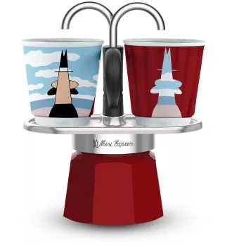 Καφετιέρα για εστία BIALETTI MINI EXPRESS Magritte κόκκινο – Μοντέλο 0001406, μικρή καφετιέρα εσπρέσο για εστία