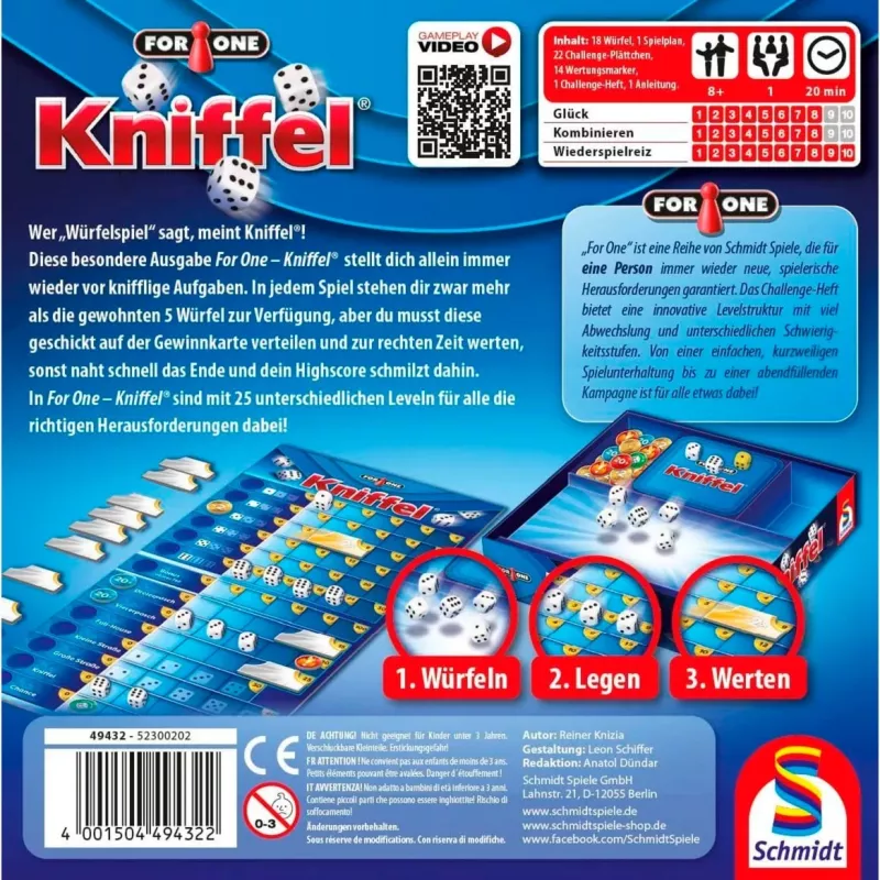 For One - Kniffel, Παιχνίδι με ζάρια