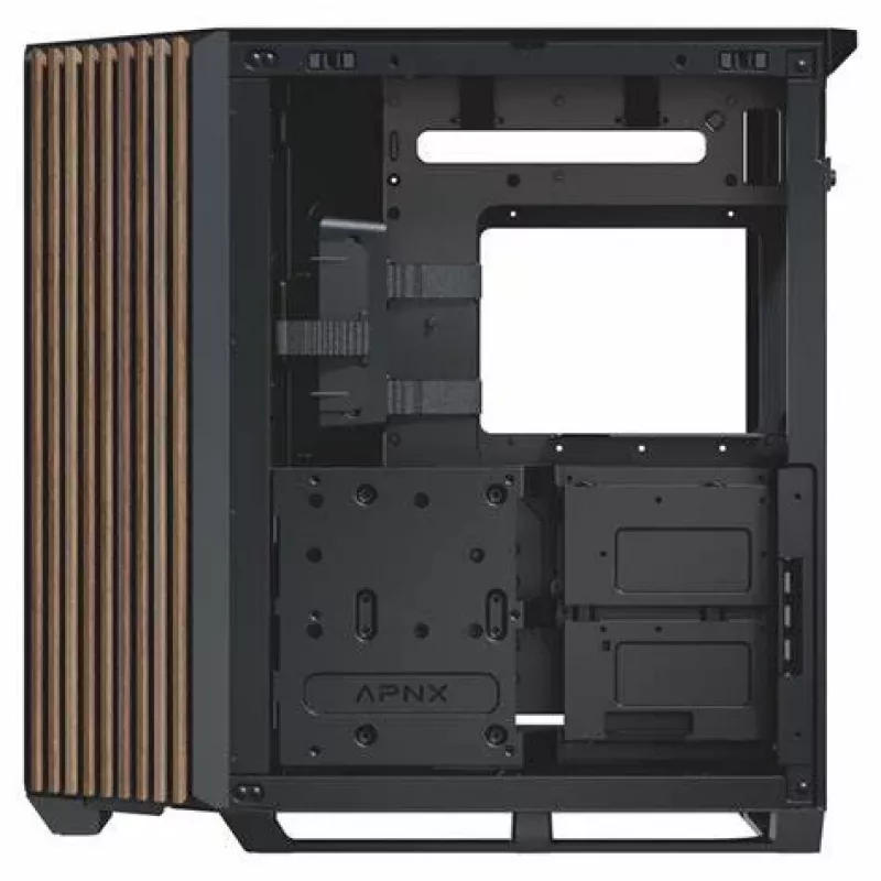 APNX V1-W-BK-v1 Midi-Tower Μαύρο, Ξύλο