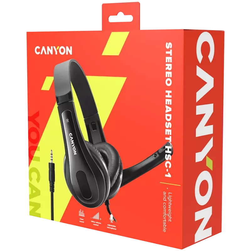 CANYON PC-Headset HSC-1 PC Mic Flat 2m μαύρο