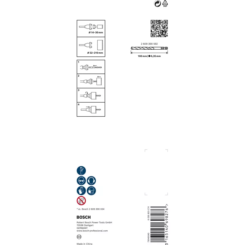 Bosch 2 609 390 590 εξάρτημα τρυπανιού προσαρμογέας ποτηροτρύπανου