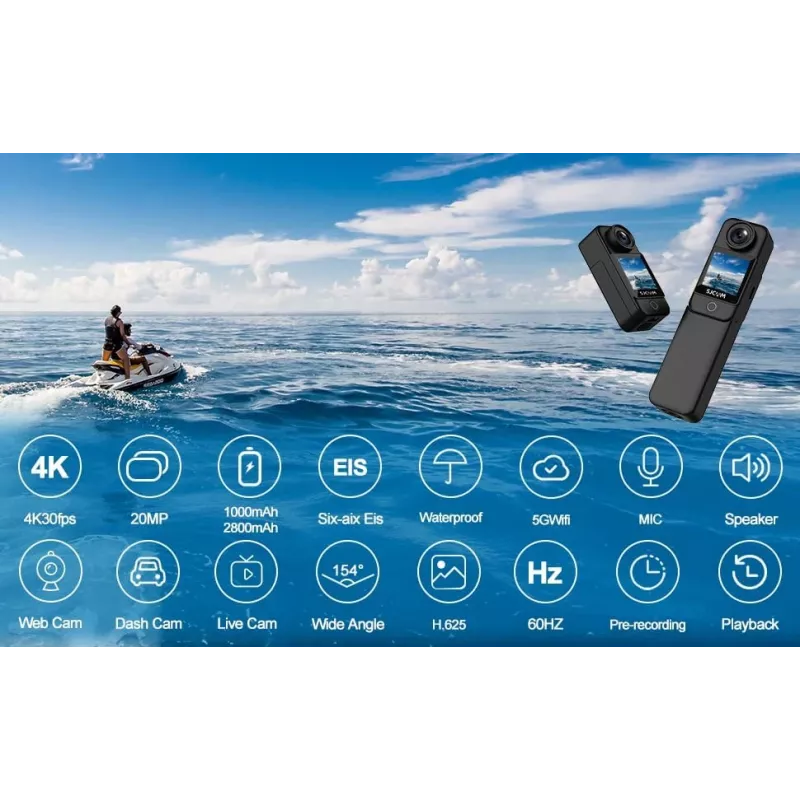 Αθλητική κάμερα SJCam C300 4K 30fps, συμπαγής αδιάβροχος σχεδιασμός