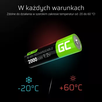 Επαναφορτιζόμενη μπαταρία Green Cell GR06 AA NiMH 1,2 V 2000 mAh, 2 τεμ., 50,5 mm