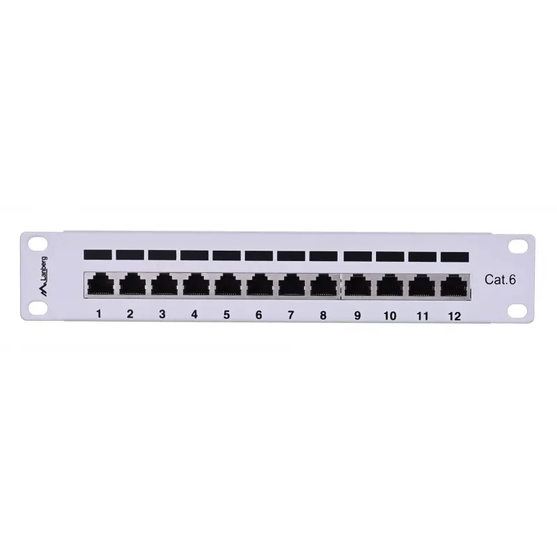 Patch panel LANBERG PPF6-9012-S, 12-Port, μέταλλο, γκρι, 1HE, 215×130×44.5 mm