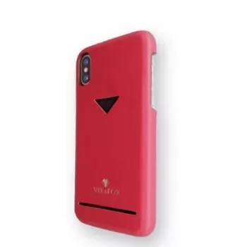 Θήκη πλάτης με υποδοχή καρτών VixFox για iPhone X/XS — ruby red, κάλυμμα πλάτης με ενσωματωμένη θήκη καρτών