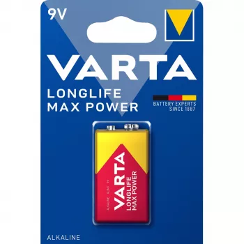 VARTA αλκαλική μπαταρία Max Tech, E-Block (9V/6LR61) 9,0 Volt, διαστάσεις: (Π)26,5 x (Β)17,5 x (Υ)48,5 mm, - 1 τεμ. (04722 101 401)