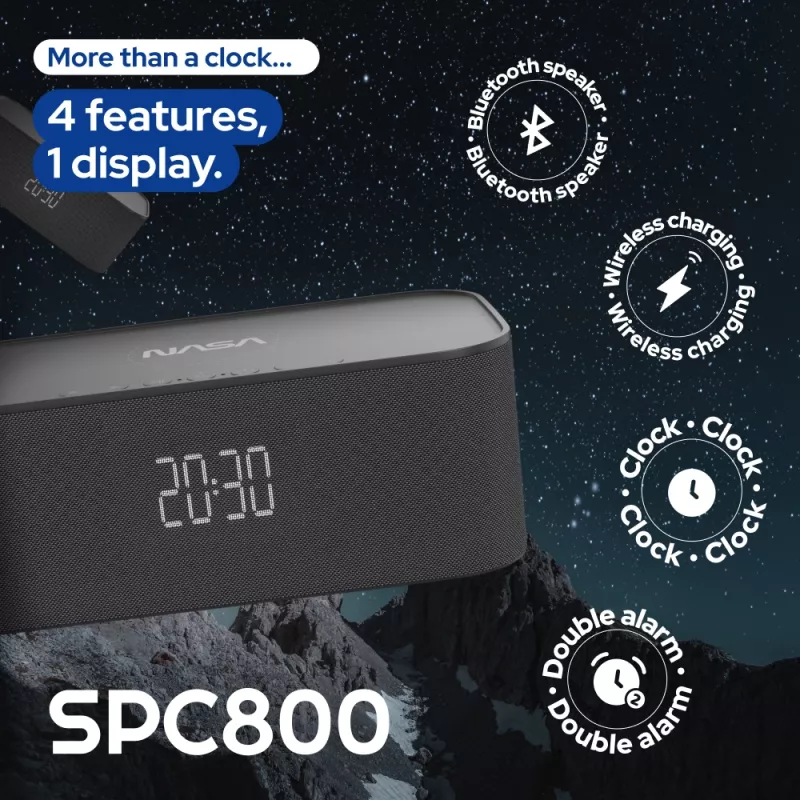 NASA SPC800 ηχείο Bluetooth / ξυπνητήρι / ασύρματος φορτιστής