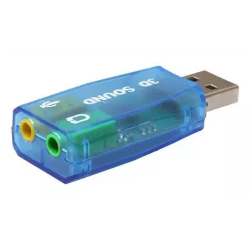 Εξωτερική κάρτα ήχου USB Gembird Virtus2 — διασύνδεση USB, ακουστικά 3,5 mm, μπλε διαφανές