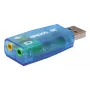 Εξωτερική κάρτα ήχου USB Gembird Virtus2 — διασύνδεση USB, ακουστικά 3,5 mm, μπλε διαφανές