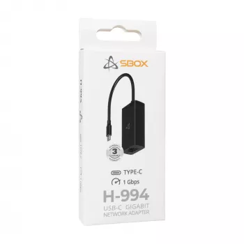 USB-C Gigabit προσαρμογέας δικτύου SBOX H-994, 1000 Mbit/s Ethernet, USB-C σε RJ45