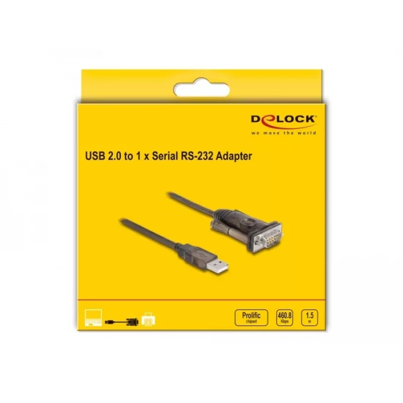 Αντάπτορας USB 2.0 Type-A σε σειριακό RS-232 D-Sub 9 ακίδων βύσμα αρσενικό DeLOCK 62646