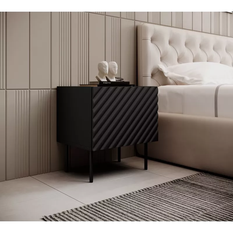Κομοδίνο Cama ONDA 50x40x54 cm μαύρο MDF/μοριοσανίδα σετ 2 τεμ.