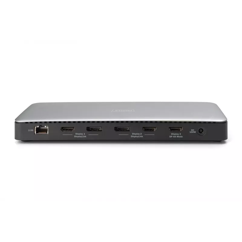 Digitus DA-70918 σταθμός σύνδεσης USB-C, 13 θυρών, 3x HDMI, 2x DP, 4x USB-A, 1x USB-C, RJ-45 1GbE, SD, ήχος, 150 W