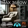 Πολύπριζο MACLEAN MCE248 F/B — 3 πρίζες AC (1x16A, 2x6A) και 4 θύρες USB (2xUSB‑A, 2xUSB‑C PD 20W), βύσμα EU, μαύρο