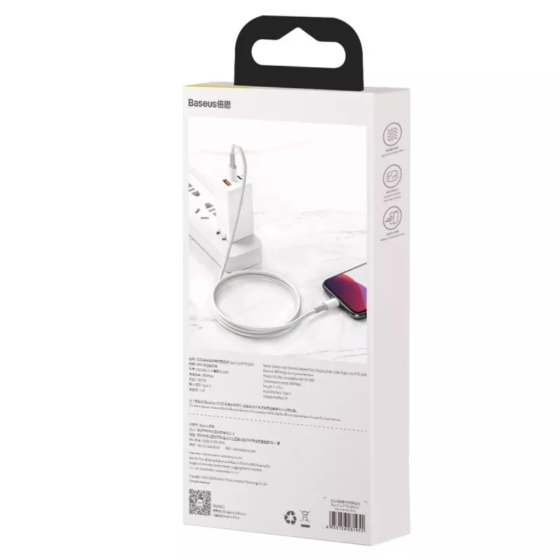 USB-C σε Lightning Baseus High Density πλεκτό καλώδιο, 20W, PD, 2m (λευκό)