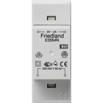 Friedland E3554N, 220 - 240 V, 50 Hz, 8 V, 2 A, γκρι, 34 mm
