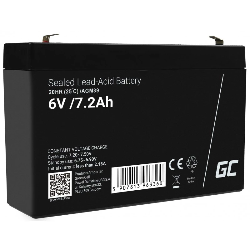 Βιομηχανική μπαταρία Green Cell AGM39 7200 mAh 6 V
