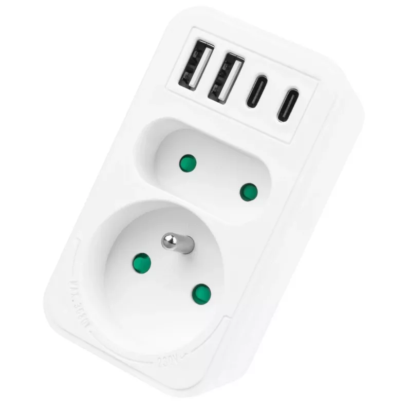 Πολύπριζο MACLEAN MCE249 F/W – 2x πρίζες ρεύματος (16A + 6A) και 4x USB (2x A, 2x C PD 20W)