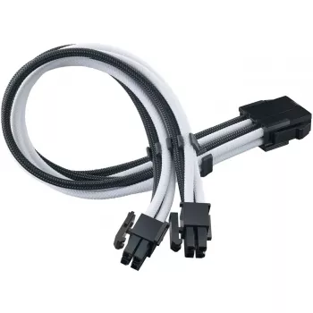 SilverStone PP07E - Καλώδιο επέκτασης τροφοδοσίας - 8-πολικό EPS12V (4+4) (M) σε 8-πολικό EPS12V (W) - 30 cm - Μαύρο, λευκό (SST-PP07E-EP