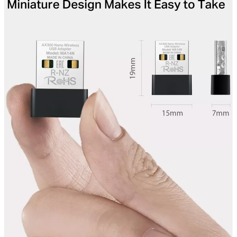 Mercusys MA14N AX3000 Nano προσαρμογέας Wi-Fi USB, έως 287 Mbps