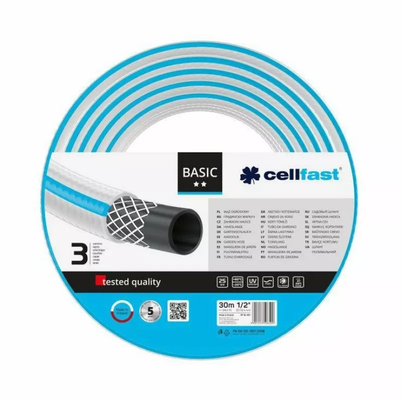 Λάστιχο κήπου Cellfast Basic 50 m, διάμετρος 1/2 ίντσες, μοντέλο 10-422