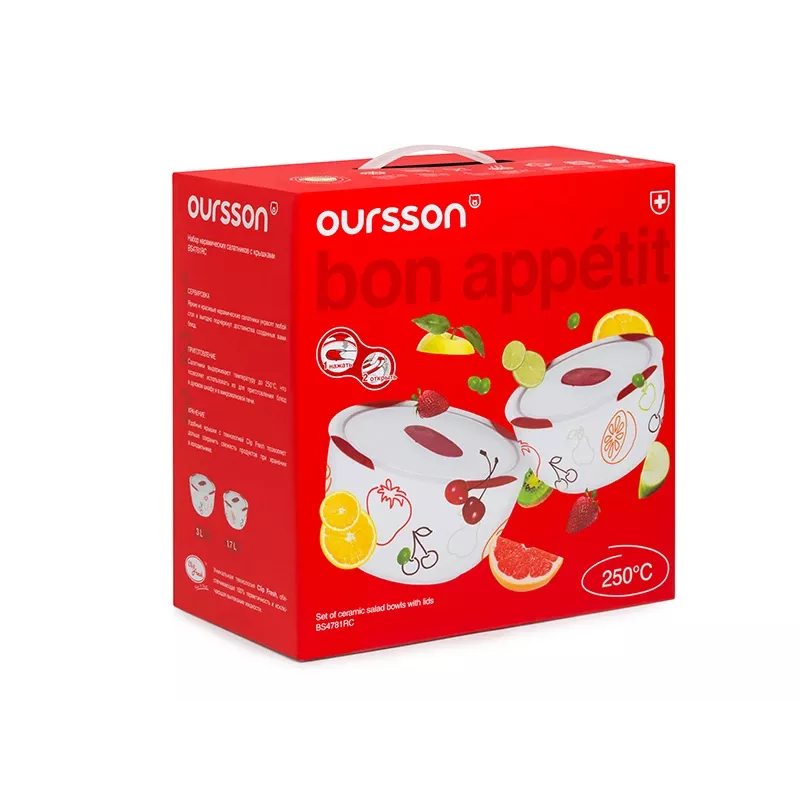 Σετ μπολ OURSSON BS4781RC/DC στρογγυλό κεραμικό 3L λευκό 2 τεμ.