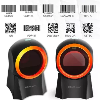 Qoltec 50857 ενσύρματος επιτραπέζιος σαρωτής barcode, 1D/2D, QR, USB, καλώδιο 1,75 m