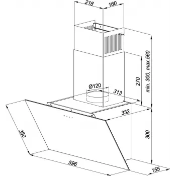 MAAN Vertical Glass 60 απορροφητήρας, μαύρος