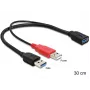 Delock 83176 καλώδιο Υ USB 3.0, USB Type-A αρσενικό + USB Type-A αρσενικό (μόνο τροφοδοσία) σε USB 3.0 Type-A θηλυκό, 0,3 m