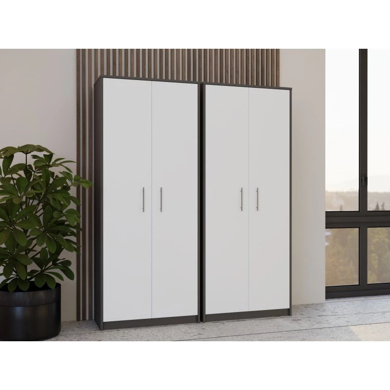 OLIV 2D CLOSED SHELVING UNIT, ανθρακί/λευκό SET