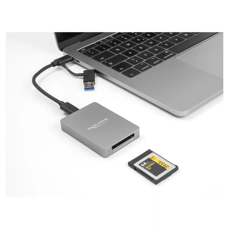 DeLOCK Αναγνώστης καρτών USB Type-C CFexpress XQD Αλουμίνιο Γκρι 10000 Mbit/s