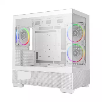 Κουτί PC Midi Tower DeepCool CG380 3F WH — λευκό, 235×437×451 mm, υποστηρίζει 2,5 ίντσες/3,5 ίντσες, τροφοδοτικό κάτω, 3x 120 mm ανεμιστήρες προεγκατεστημένοι