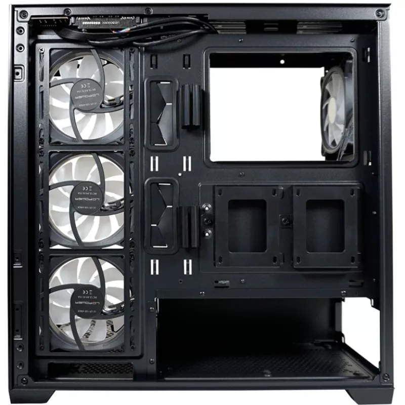 LC-Power Κουτί MidiTower 715B μαύρο USB3.2/Audio χωρίς τροφοδοτικό SEAMLESS_X (LC-715B-ON)