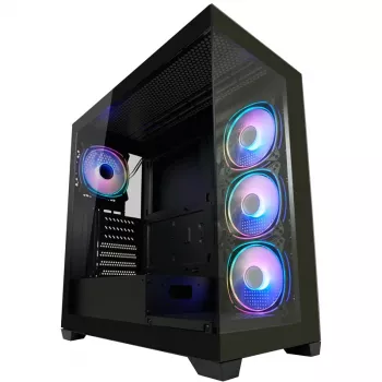 LC-Power Κουτί MidiTower 715B μαύρο USB3.2/Audio χωρίς τροφοδοτικό SEAMLESS_X (LC-715B-ON)