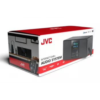 Ραδιόφωνο Internet JVC RA-E981B — ροή Wi‑Fi & Bluetooth, DAB+, FM, 2x5W, 40 μνήμες σταθμών, USB, AUX, οθόνη LCD