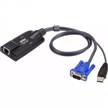 ATEN καλώδιο προσαρμογέα KVM USB - VGA σε Cat5e/6 (μονάδα CPU), PS/2, PS/2, VGA, μαύρο, μπλε, μεταλλικό, RJ-45, 1 x RJ-45