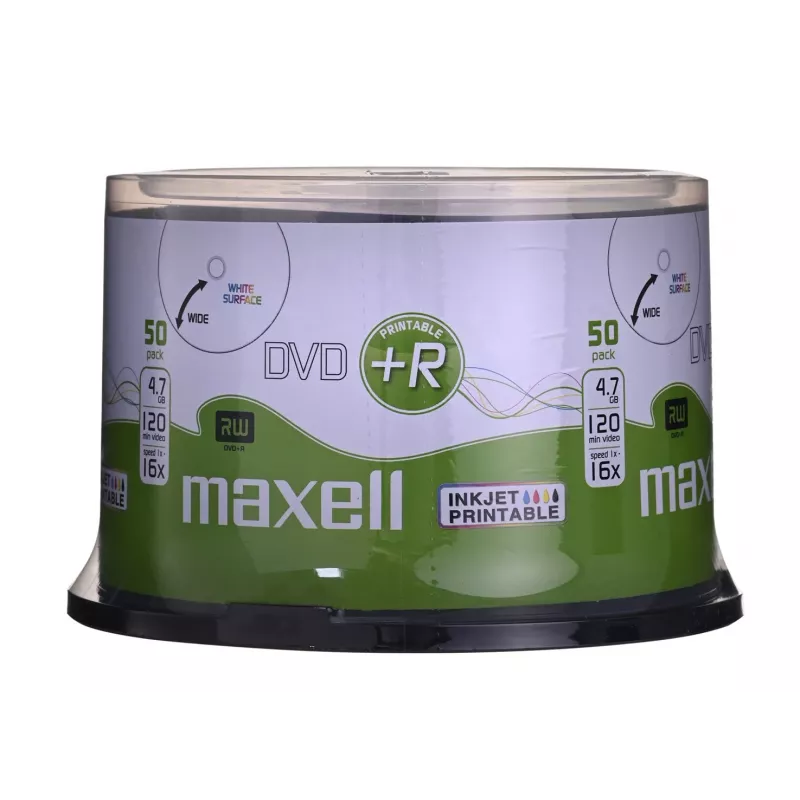 MAXELL DVD+R 4,7 GB 16x συσκευασία 50 τεμ. εκτυπώσιμο Cakebox