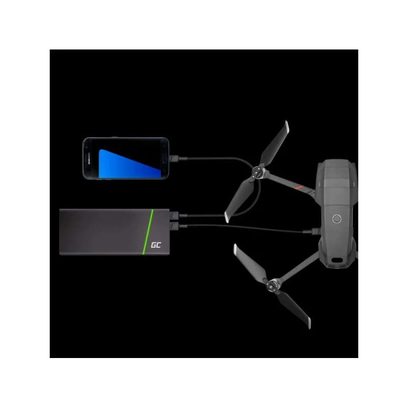 Καλώδιο USB 2.0 Green Cell KABGC20 — USB A σε Micro-USB B, 1,2 m, μαύρο