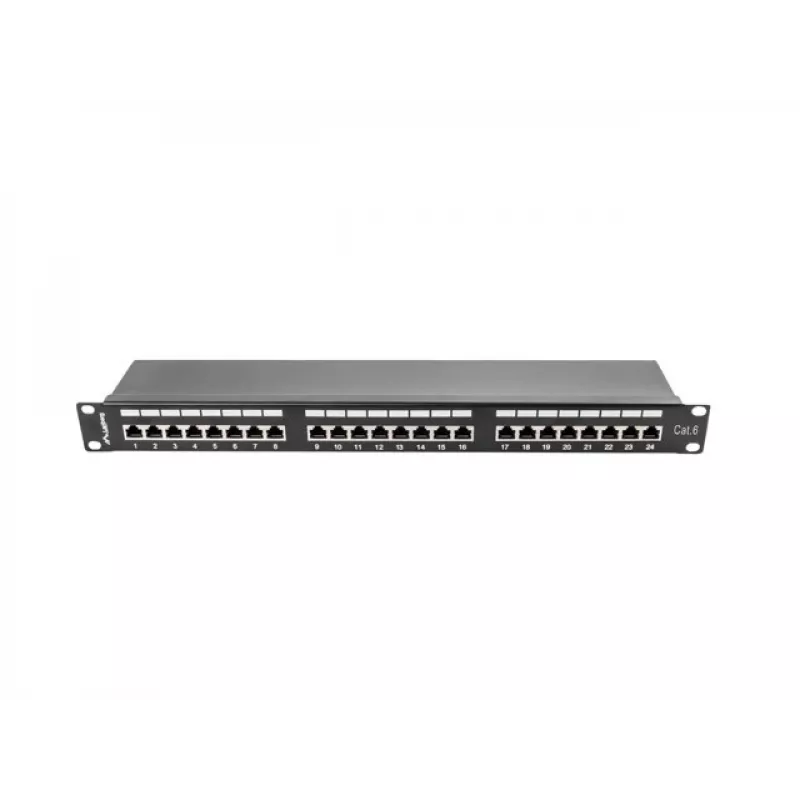 Patchpanel 1U LANBERG PPS6-1024-B, 24 θυρών Cat6, μέταλλο, μαύρο, 442×114,5×44,5 mm