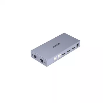 Διακόπτης KVM Unitek V307A USB HDMI 2 θυρών 4K Ultra HD 3840x2160@60Hz HDCP 2.2, Μεταλλικό περίβλημα, γκρι