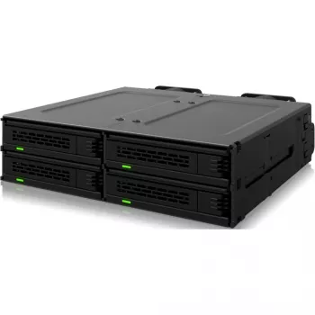ICY DOCK - MB324V4P-B - ExpressCage - Θήκη αλλαγής 4-Bay 15 mm U.2/U.3 SSD για υποδοχή 5,25 ιντσών – Σύστημα τοποθέτησης SSD χωρίς εργαλεία