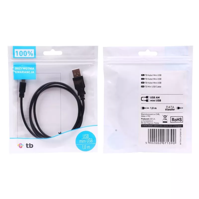 Καλώδιο USB - Mini-USB 1 m, μαύρο