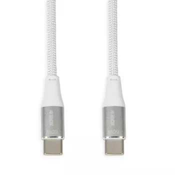 Καλώδιο USB-C σε USB-C IBOX IKUTC2W 2 m, USB 2.0, 3 A, λευκό, υφασμάτινη πλέξη